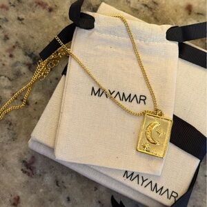 New in box mayamar 24kt Gold plated Moon and Star Pendant Necklace